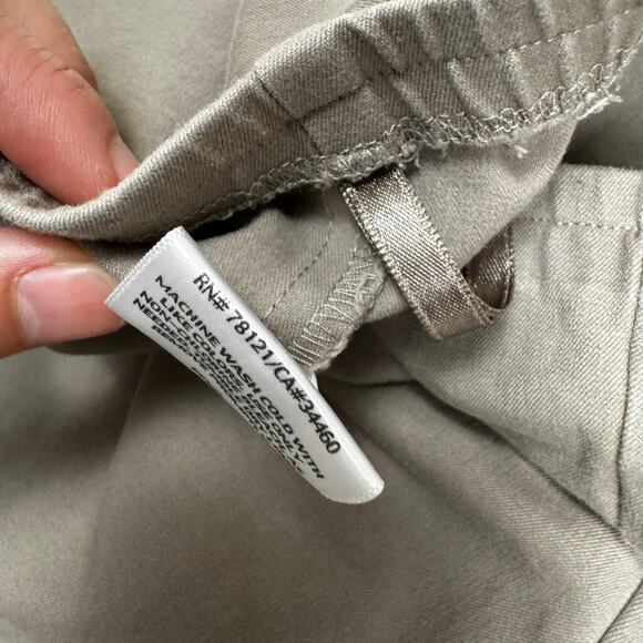 Eileen Fisher Organic Cotton Flat Front Pants Size Large Tapered Leg Brown Tan - Picture 6 of 12